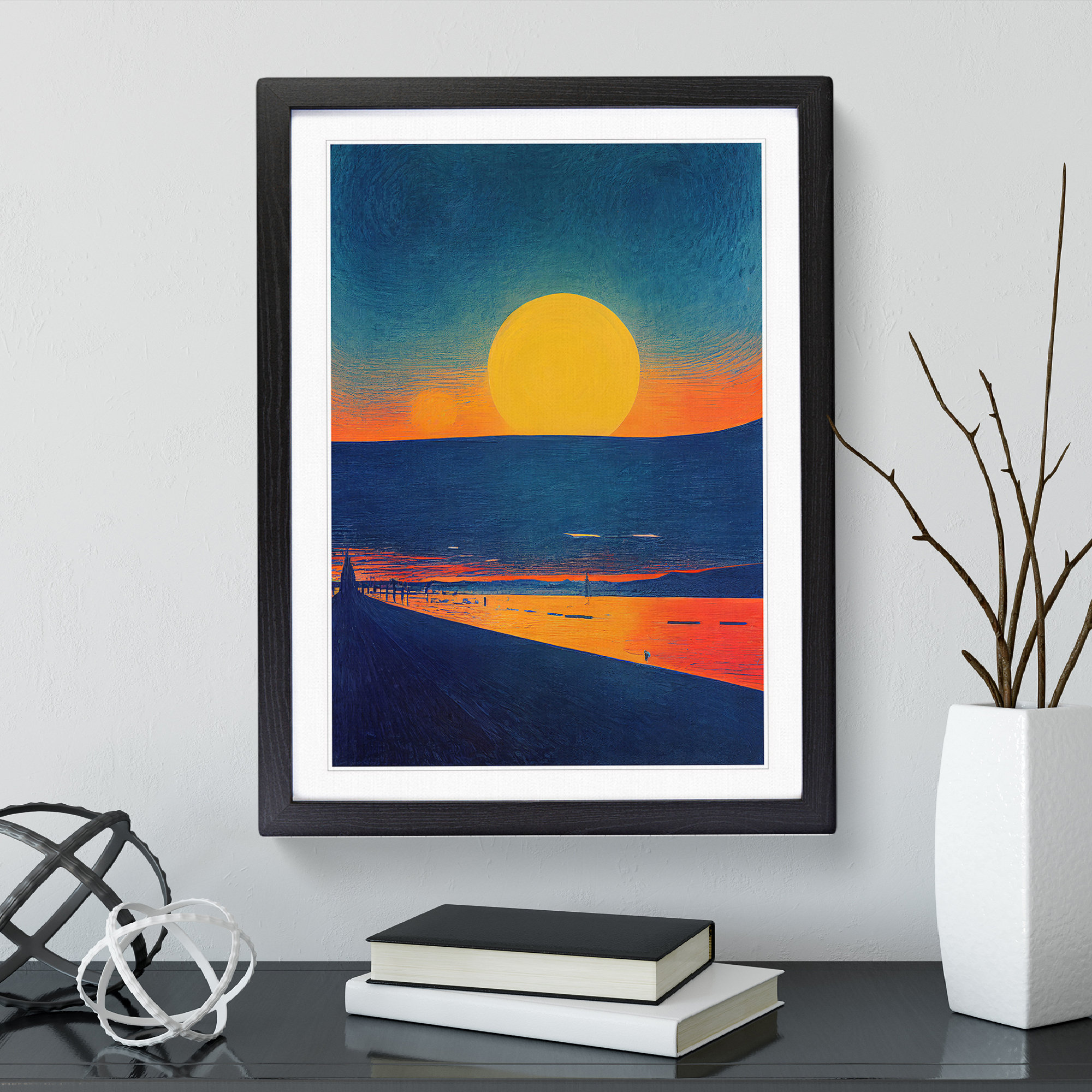 House of Hampton Luminous Sunset View - Picture Frame Graphic Art ...