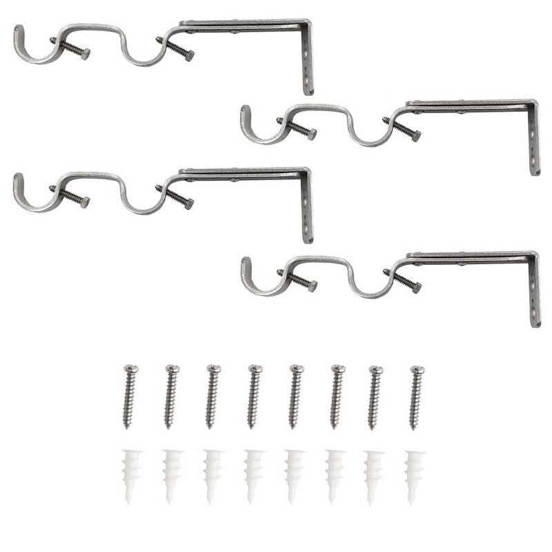 1" Double Bracket Oil Rubbed Bronze 4-pack, Brushed Nickel