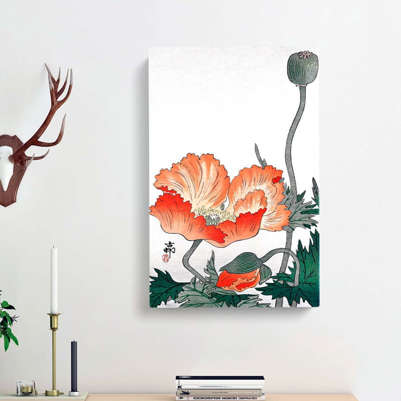 Poppy Flower by Ohara Koson - Wrapped Canvas, 60cm H x 40cm W x 3cm D