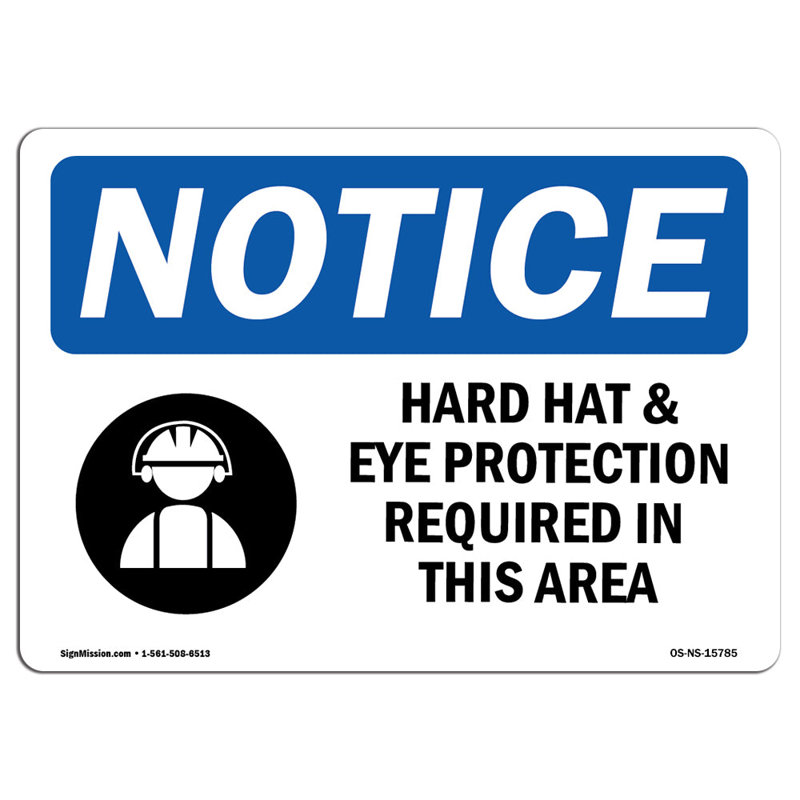 Hard Hat Eye Protection Required Sign