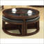 Table basse à finition noyer avec portes tambour - 2 tablettes pour le rangement du salon