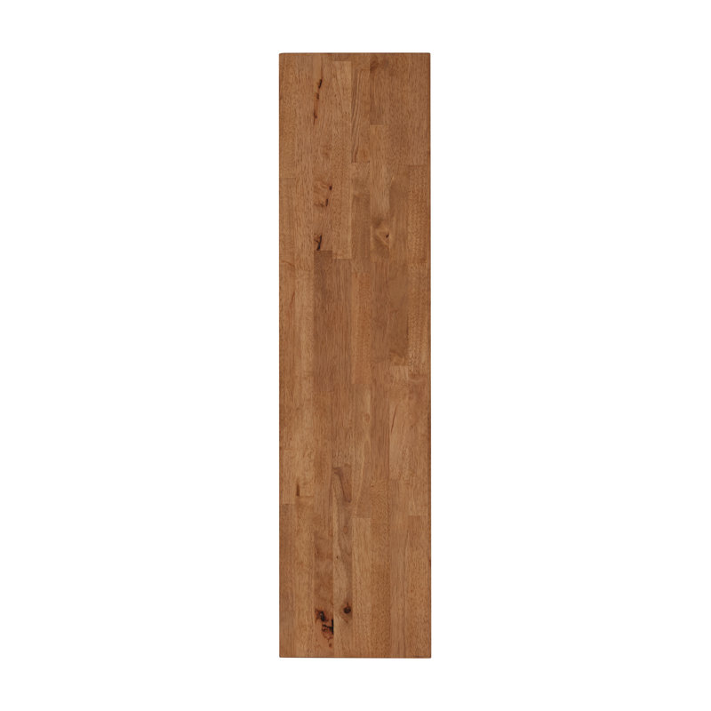 Tablette murale 72 po x 12 po en bois d'hévéa teinté miel, H 1,5 po x l 72 po x P 12 po