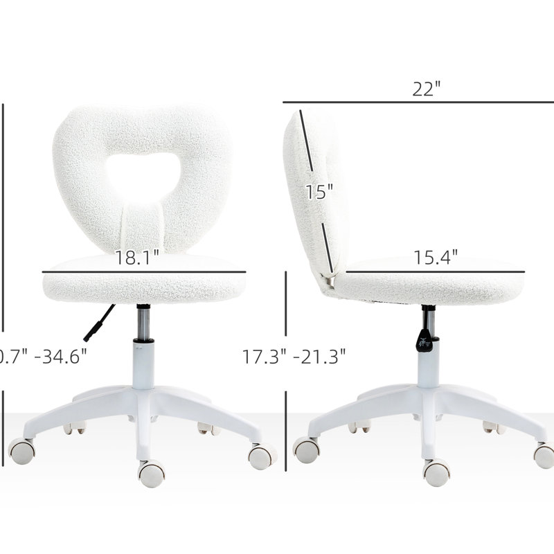 Chaise de bureau, chaise de bureau avec roues pivotantes, blanc