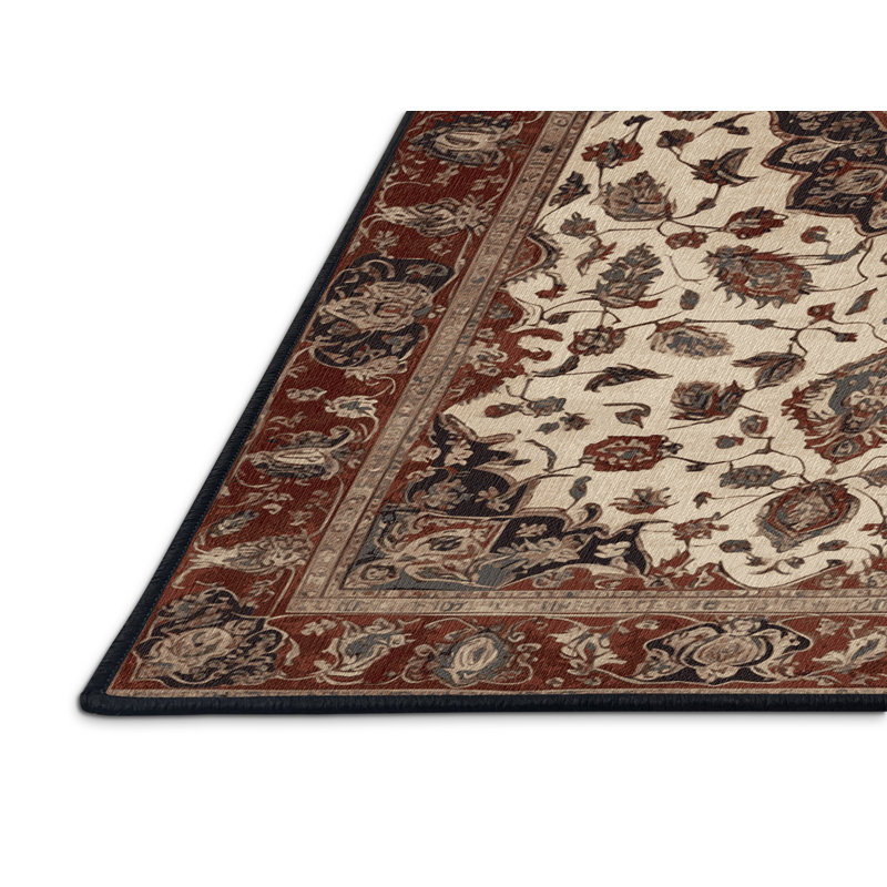 Tapis persan noir lavable à la machine, Rectangle 2' x 3'