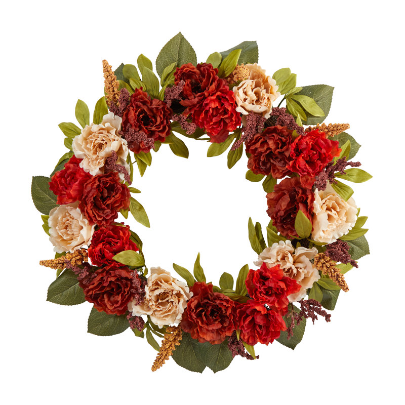 Faux Peony 30'' Wreath