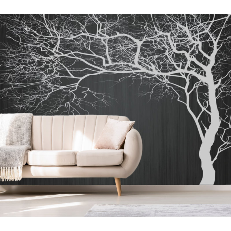 Murale arbres monochromes minimalistes, l 35 po x L 55 po
