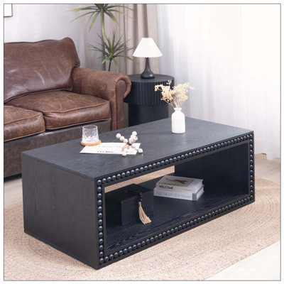47.6" Rectangular Coffee Table with Open Storage Shelf