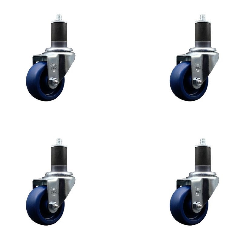 Ensemble de roulettes extensibles pivotantes en poly de 3 pouces de 1-5 / 8 pouces 3 pouces SCC