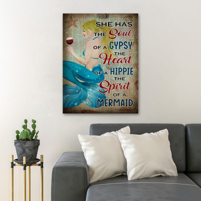 Elle a une âme de gitan, un cœur d'hippie et une valeur spirituelle qui ne s'applique pas - impression sur toile tendue