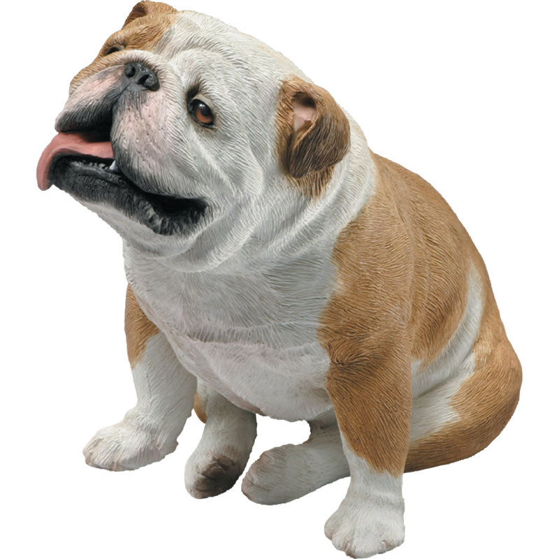 Handmade Painted Resin Sitting Fawn Bulldog Figurine