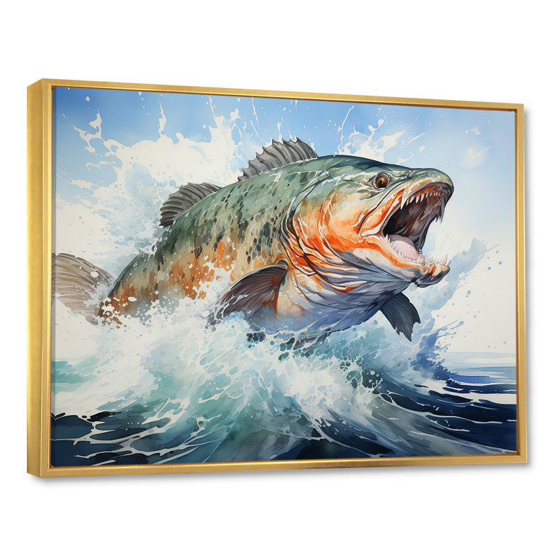 Pêche, rêves sur toile, Cadre flottant doré, 24" H x 32" W