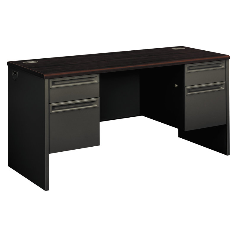 Coquille de bureau 38000 Series, H 29,5 po x l 60 po x P 24 po, Acajou / gris charbon