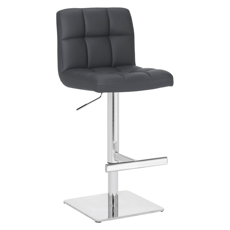 Batson Swivel Upholstered Adjustable Height Counter Stool with Metal Frame, Grey Charcoal Square