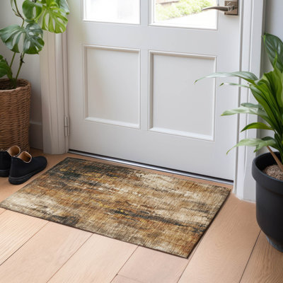 Machine Washable Indoor/Outdoor Cinead ACN1683 Taupe Rug