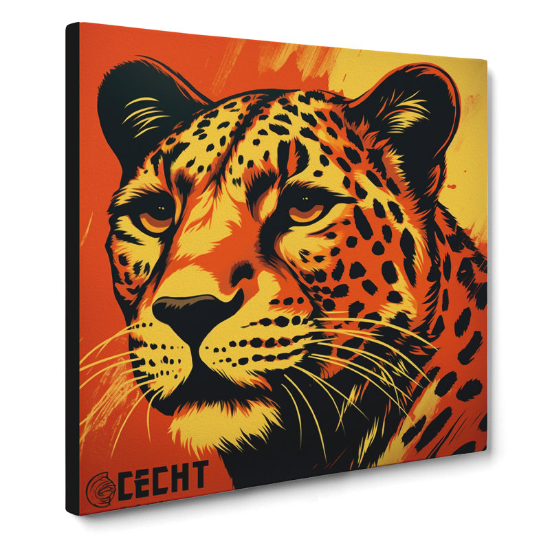 Cheetah Soviet Art - Wrapped Canvas, 35cm H x 35cm W x 3cm D