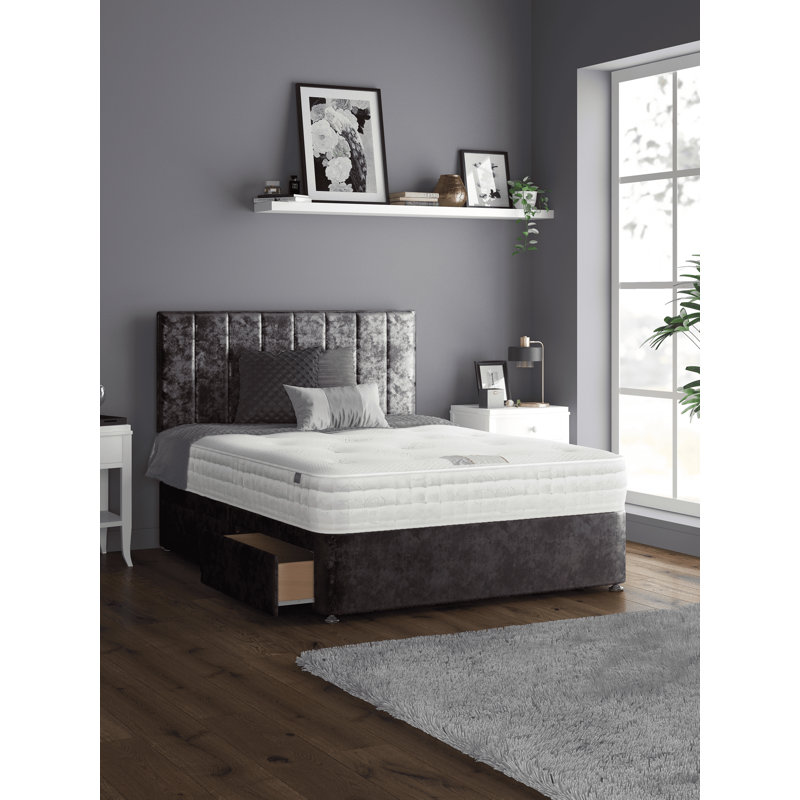 Ohiowa Upholstered Divan Bed, Single (3'), Amethyst, 2 Left Drawers