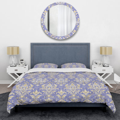 Purple Gold Damask Print Charm I - Glam Duvet Cover Set