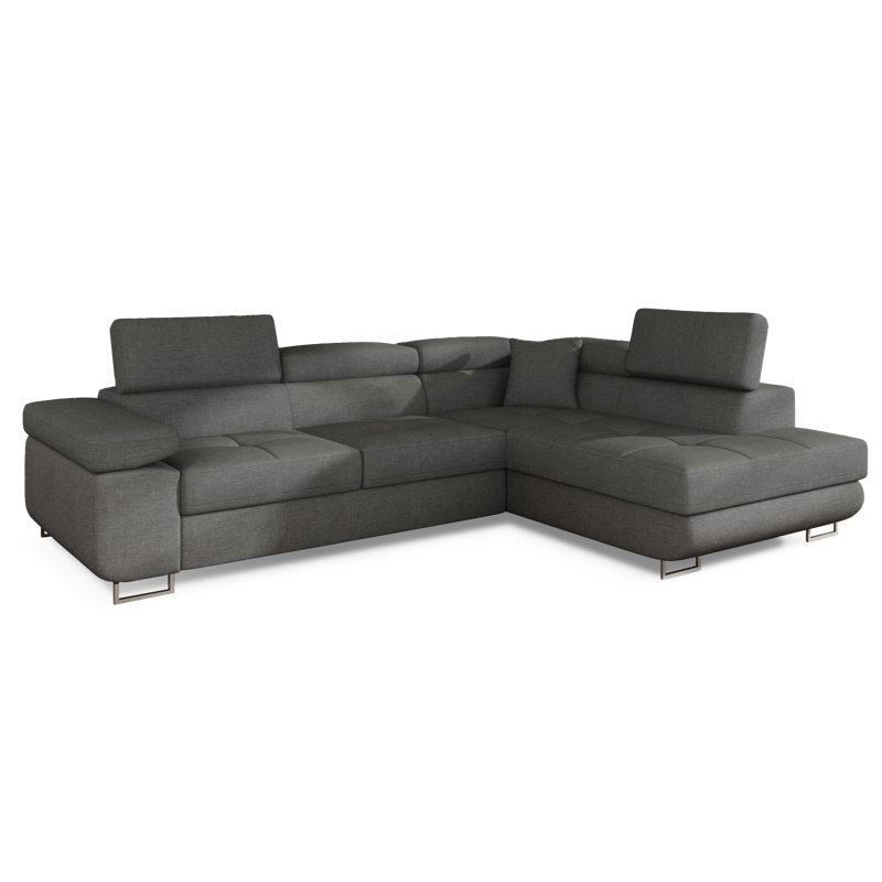 Geers 3 Seater Sofa Bed, Right Hand Facing, Grey, 90 cm H x 275 cm W x 202 cm D