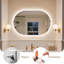 Ahmiyah ovale à DEL-miroir de salle de bain / anti-buée / à intensité variable / Bluetooth / verre trempé-347491721
