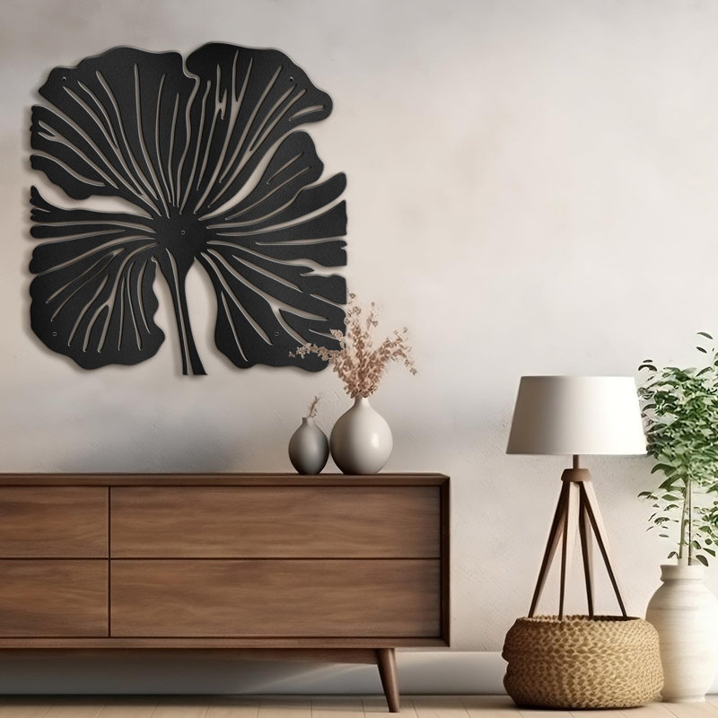 Grandes feuilles minimalistes, décoration murale abstraite moderne, décoration murale suspendue, Noir