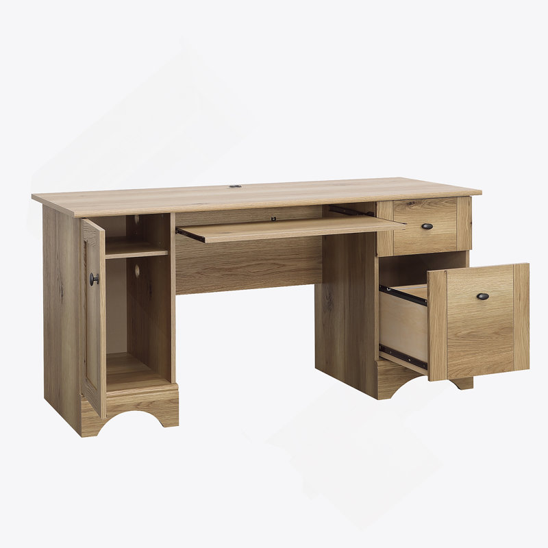 Bureau d'ordinateur avec plateau à clavier et deux tiroirs
