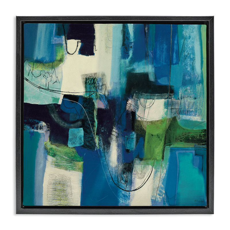 Cadre abstrait composition abstraite Essenza, design par Maurizio Piovan, H 25 po x l 25 po, Cadre flottant noir de jais