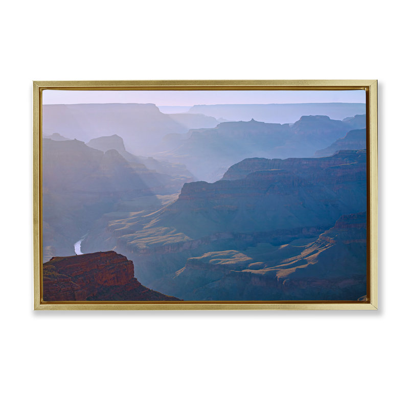 Toile flottante Sun Rays Mountain Mesa par Marty Hulsebos, Cadre flottant métallique doré, H 17 po x l 25 po