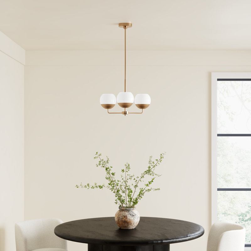 Avoca 3-Light Chandelier, Satin Brass
