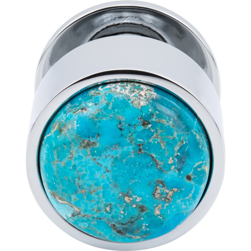 Firesky Diameter Knob, Polished Chrome, Mohave Turquoise, 1 3/8"