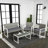 Elina Modern 4-Piece Gray PE Rattan Wicker Outdoor Patio Conversation Set with Cushions, White Steel Frame & Gray Acacia Wood Table-1228251980