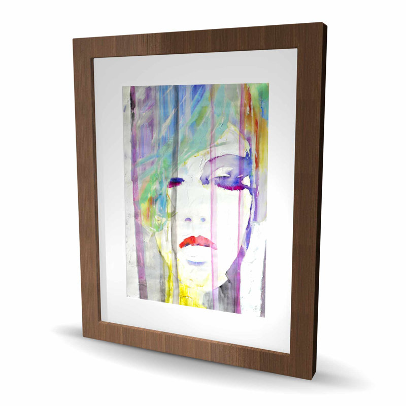Abstract Colorful Portrait - Turquoise Framed Matted Print