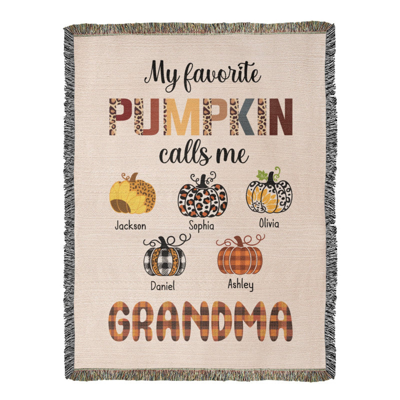 Couverture tissée personnalisée avec grand-mère citrouille, 50 po x 60 po