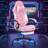 This Pink And White Racing-style Ergonomic Gaming Chair Features A Massage Lumbar Support, Footrest, And Adjustable Headrest For Comfortable Play.