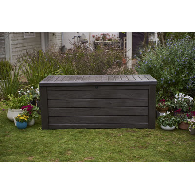 CG INTERNATIONAL TRADING 150 Gallons Gallon Water Resistant Resin Storage Bench with Lock in Brown by CG INTERNATIONAL TRADING