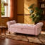 Banc de lit en velours rose