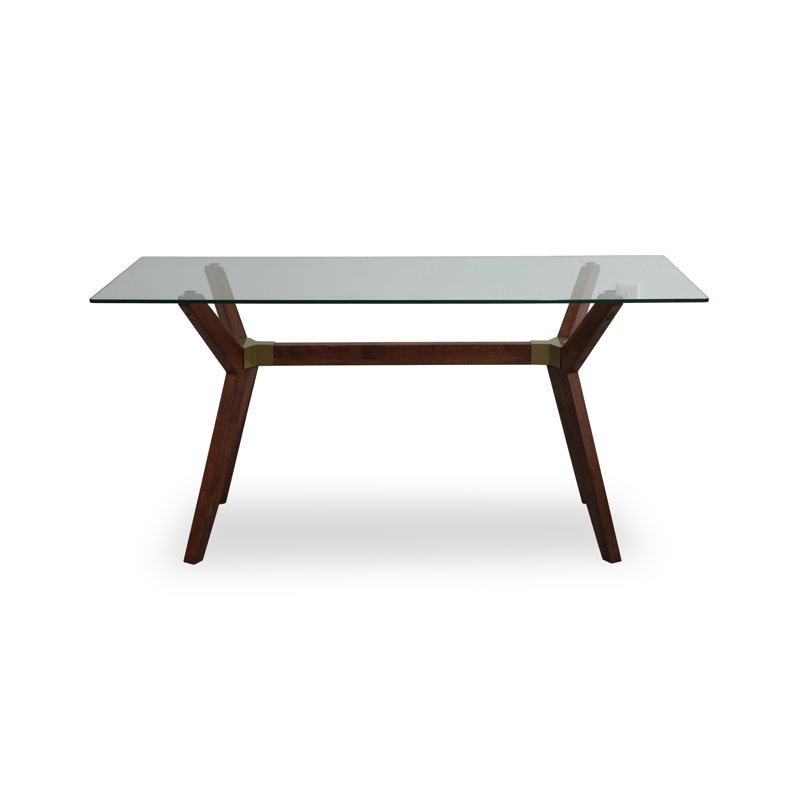 Bureau en verre Walter, Noyer / Laiton