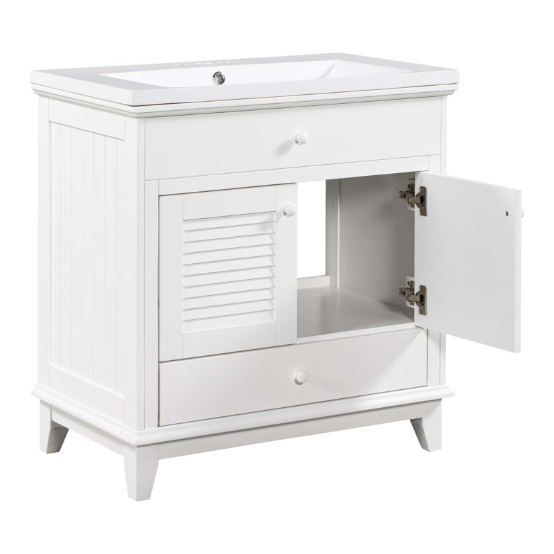 Meuble-lavabo 30 po avec lavabo, armoire de salle de bain avec deux portes et un tiroir