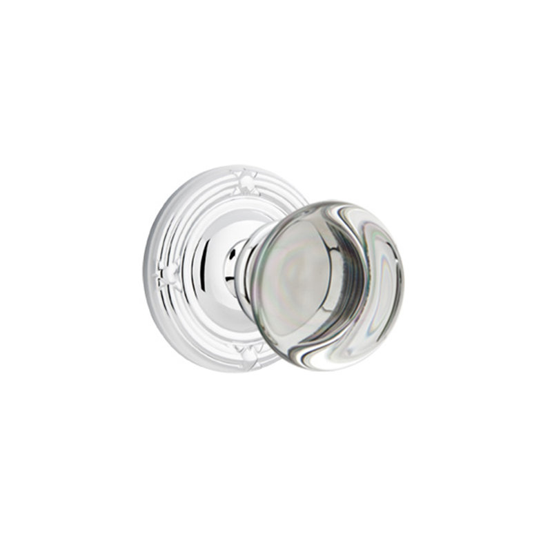 Ensemble de faux boutons Emtek avec ruban et roseau et bouton en verre Providence, Chrome brillant