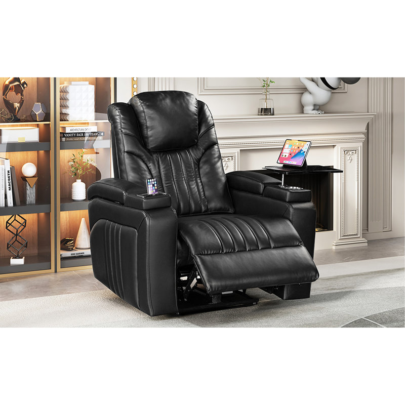Power Recliner Home Theatre with Power Adjustable Headrest, Wireless Charging Device, Usb Port, Black