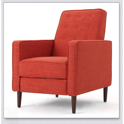 Fauteuil inclinable de style Mid-Century moderne avec dossier légèrement plissé et pieds en bouleau pour un confort et un style ultimes