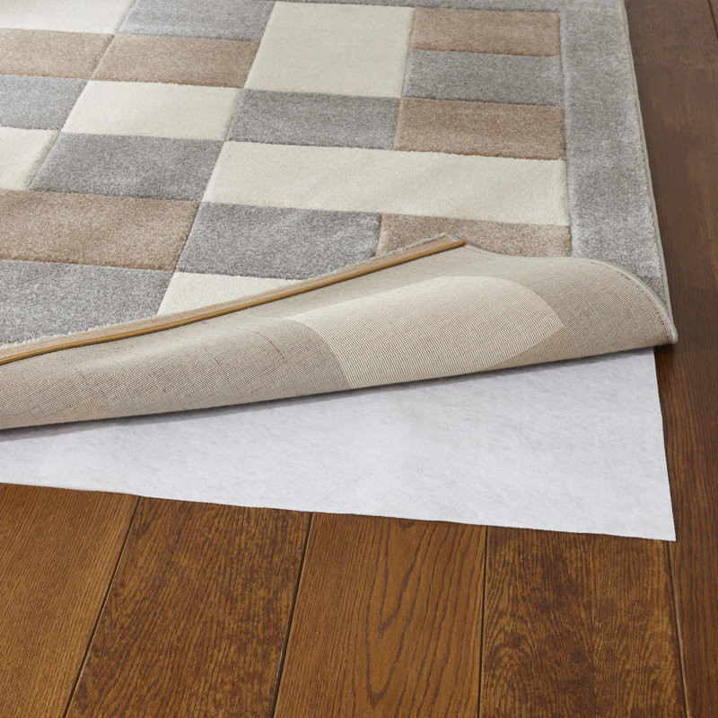 Antislip Underlay Machine Woven White Rug, Rectangle 80 x 150cm
