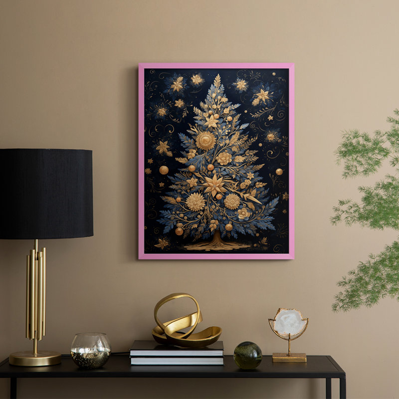 Christmas Holiday Art DCXLV Framed Print - Solid Wood, H 11 po x l 9 po, Rose