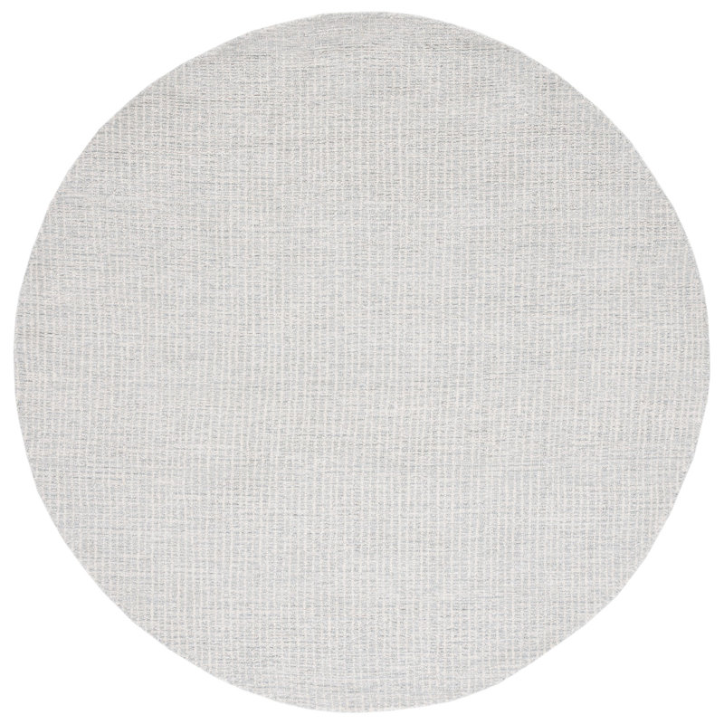 Abstract Hand Tufted Wool Rug, Round 4'