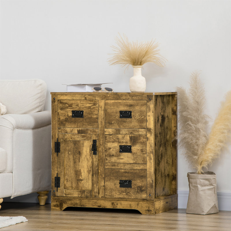 Versatile Industrial Buffet Cabinet For Kitchen And Coffee Bar, With Multiple Storage Options