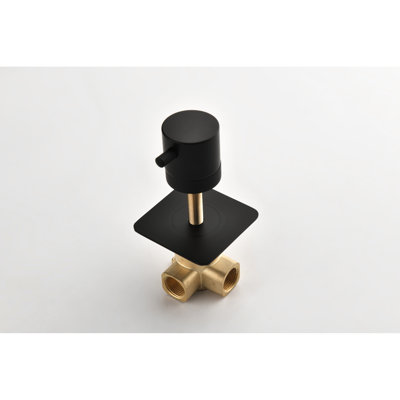 3/4" Cast Metal Volume Control Shower Valve - Matt Black, Brass Handle, Performance , Brass, Black Style