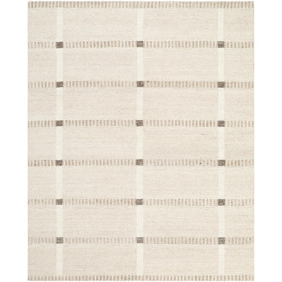 Maine Hand Knotted Wool Geometric Area Rug in Cream