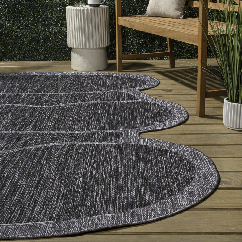 Monte Modern Rustic Abstract Dark Gray/Gray Indoor/Outdoor Rug, Novelty 8'8" x 12'