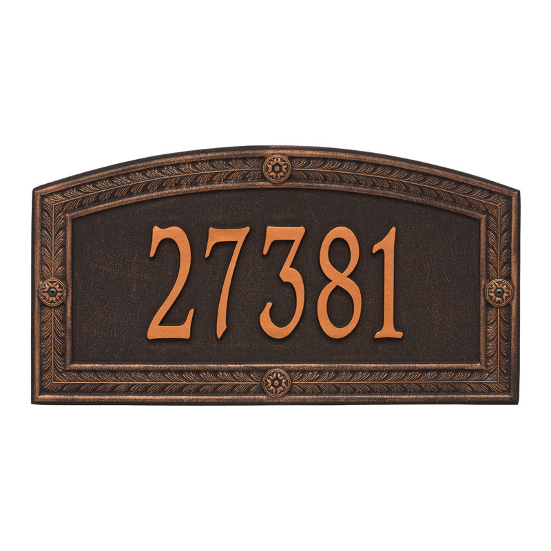 Plaque d'adresse murale sur 1 ligne Hamilton, Bronze huilé, Oui