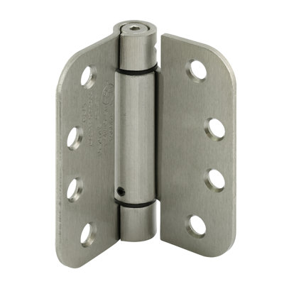 Charnière à ressort à fermeture automatique commerciale réglable UL de Prime-Line, 4 po x 4 po avec coins de rayon de 5/8 po, 4 trous par vantail avec vis, calibre de 130 po