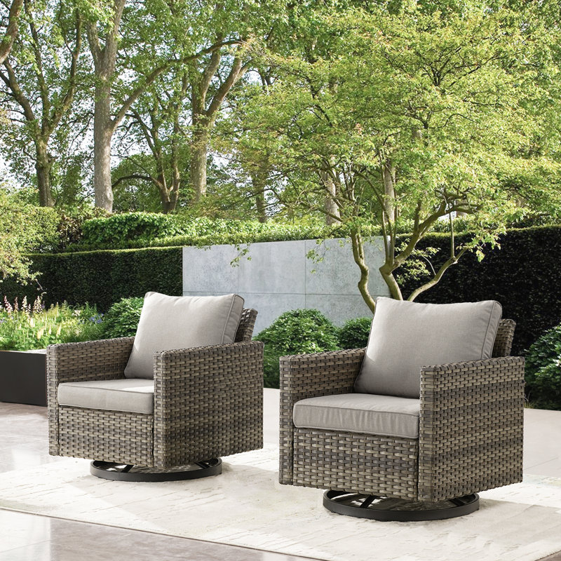 Chaise pivotante en osier PE Hansencamp, gris